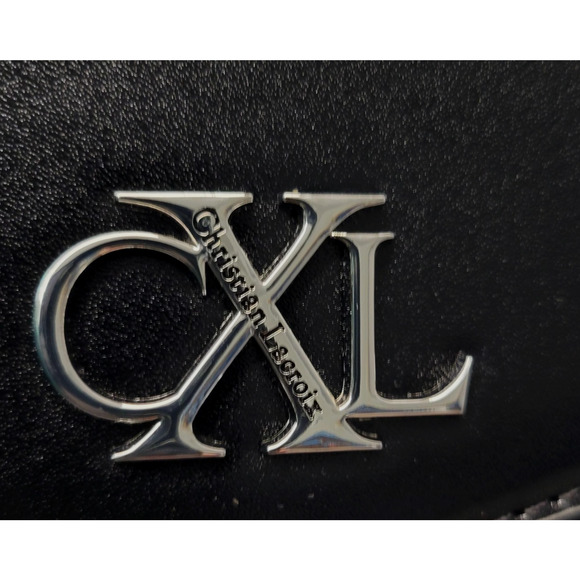 CXL by Christian Lacroix Crossbody Bag Womens Black Laine Matte Patent Purse - Picture 13 of 16